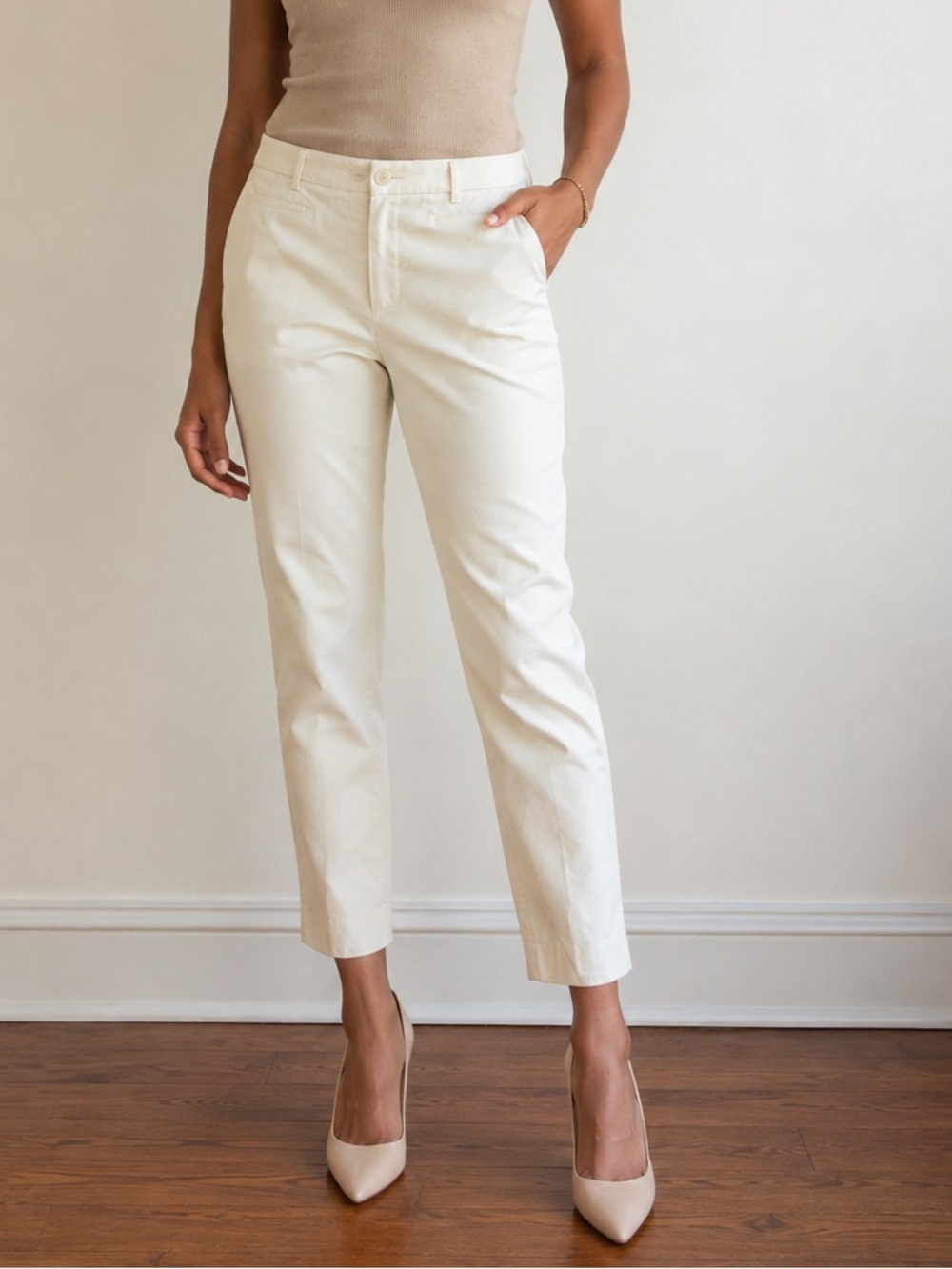 Ann Taylor Dress Ankle Pants Trousers Women’s 14 Tall Cream Office Sophisticated